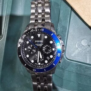 Fossil Blue and Black Chronograph Watch